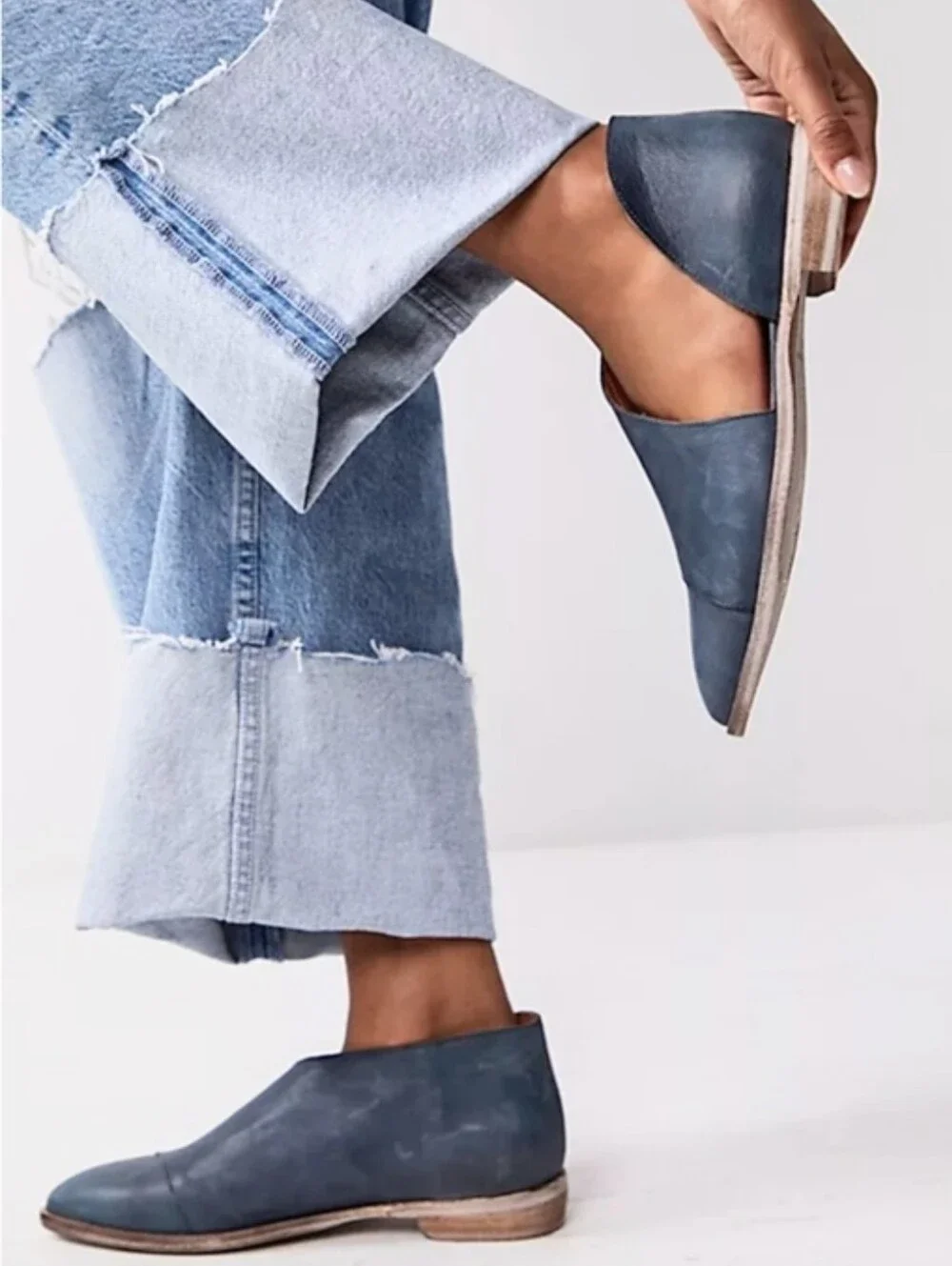Free People Shoes Blue Leather D'Orsay Flat